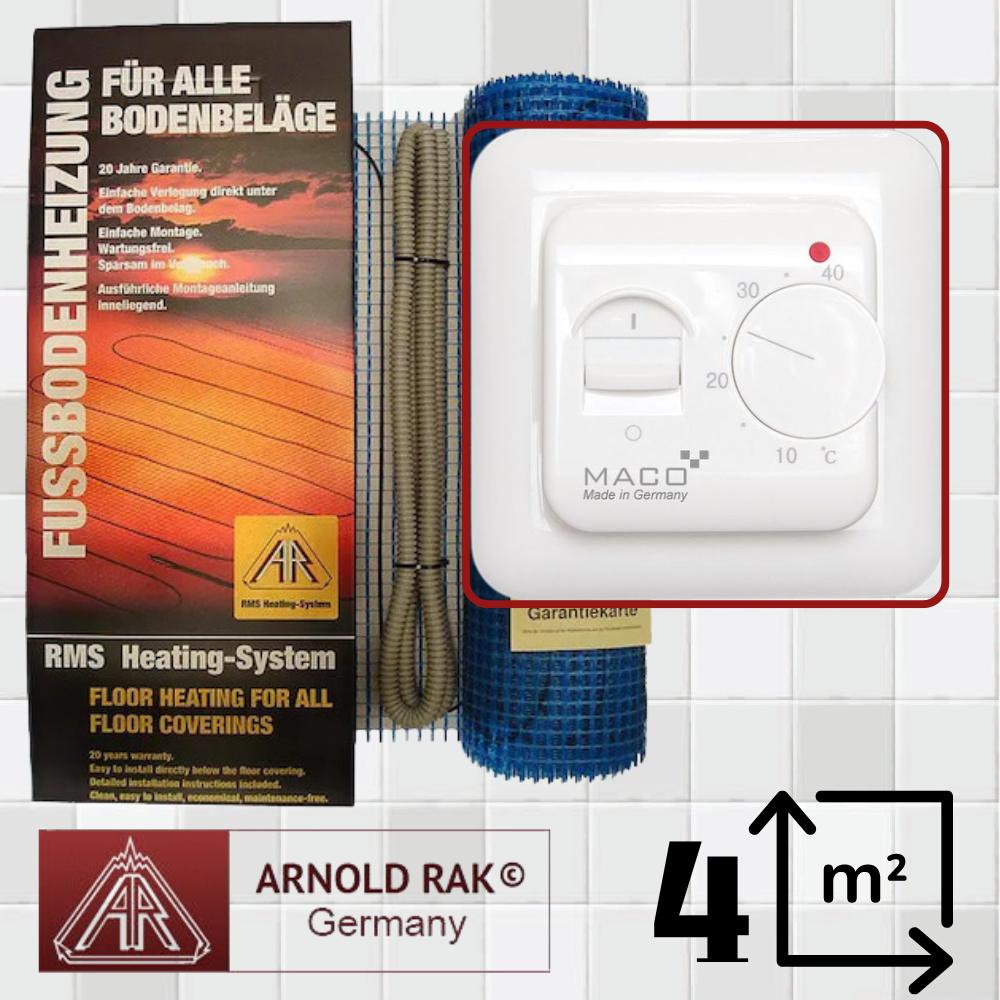 Нагрівальний мат для теплої підлоги Arnold Rak FH-EC 180 (4 м.кв.) + німецький терморегулятор MACO TF1640