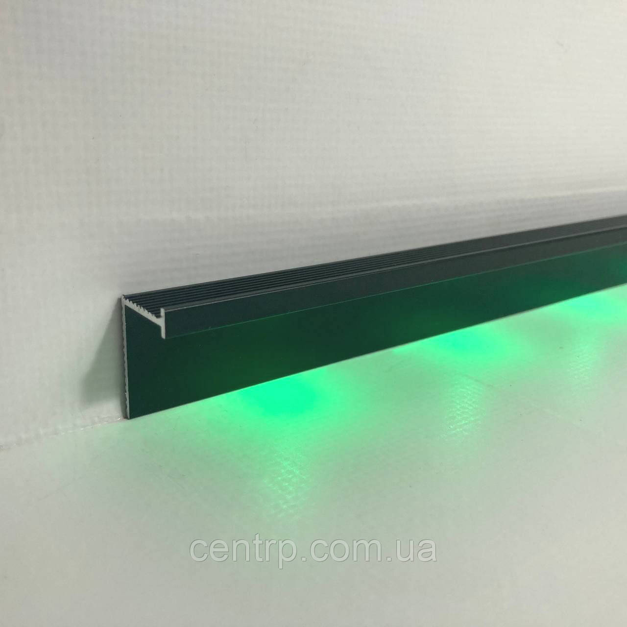 Чорний алюмінієвий прихований плінтус з LED-підсвічуванням BEST DEAL 7/20 LED чорний матовий 20 мм, довжина 2,5 м, фото 1