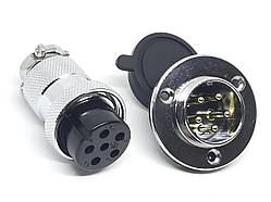Роз'єм GX25-5pin комплект (Гніздо з фланцем + штекер)