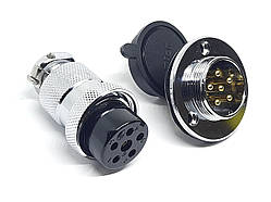 Роз'єм GX25-6pin комплект (Гніздо з фланцем + штекер)