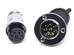 Роз'єм GX25-8pin комплект (Гніздо з фланцем + штекер)