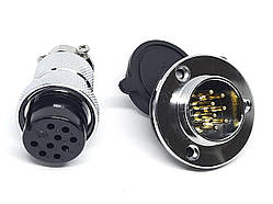 Роз'єм GX25-9pin комплект (Гніздо з фланцем + штекер)