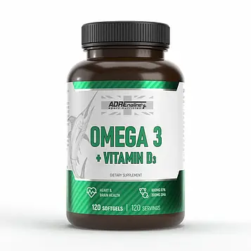 Омега Adrenaline Sport Nutrition Omega 3 з вітаміном D3 120 м'яких капсул