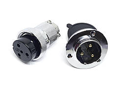 Роз'єм GX30-3pin комплект (Гніздо з фланцем + штекер)