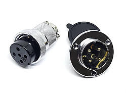 Роз'єм GX30-4pin комплект (Гніздо з фланцем + штекер)