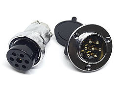Роз'єм GX30-7pin комплект (Гніздо з фланцем + штекер)