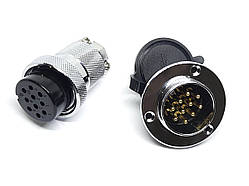 Роз'єм GX30-10pin комплект (Гніздо з фланцем + штекер)