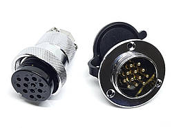 Роз'єм GX30-12pin комплект (Гніздо з фланцем + штекер)