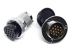 Роз'єм GX30-14pin комплект (Гніздо з фланцем + штекер)