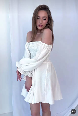 Літня сукня з муслінової тканини білого кольору, кольори в асортименті розміри 42-44, 46-48, фото 1