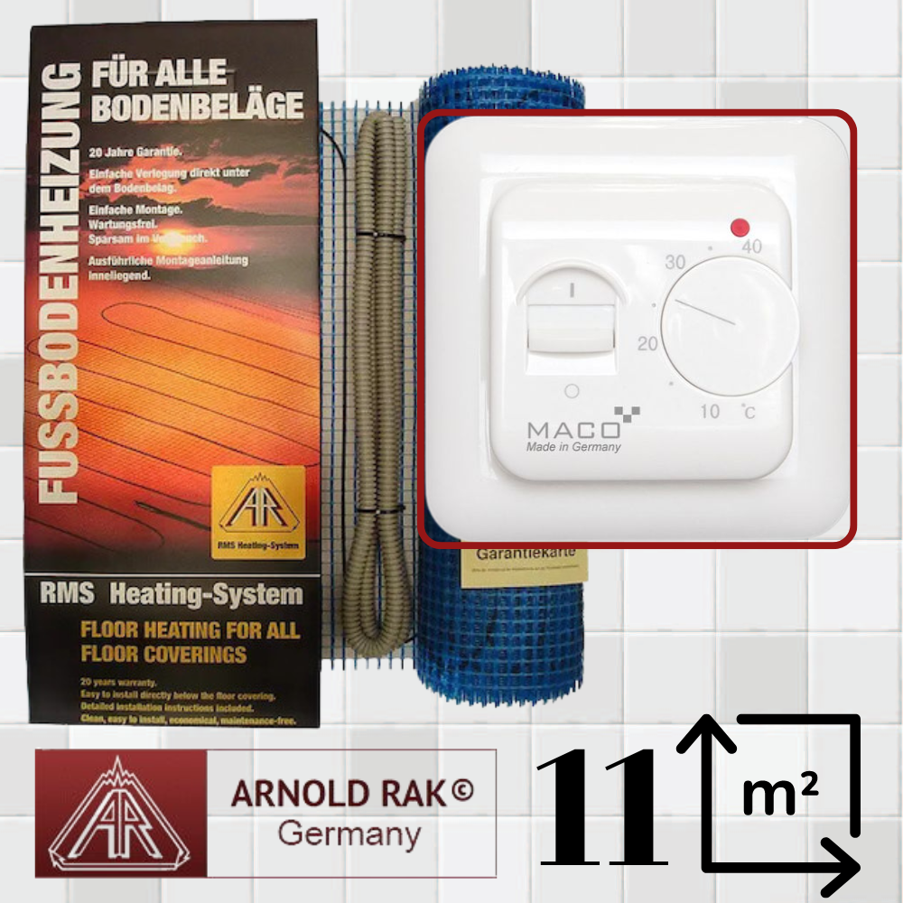 Нагрівальний мат для теплої підлоги Arnold Rak FH-EC 180 (11 м.кв.) + німецький терморегулятор MACO TF1640