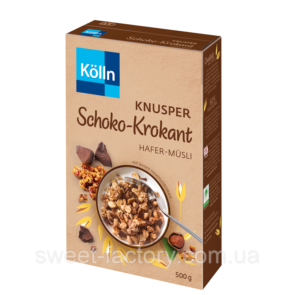 Мюслі Kolln Knusper Schoko Krokant Hafer Musli 500g, фото 1