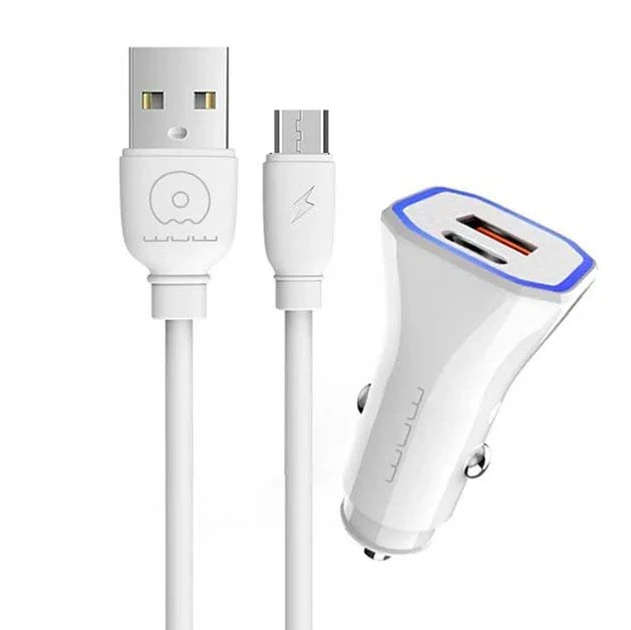 Автомобільний ЗП WUW T54 Micro 12W 1USB+1Type-C 2.4A (Білий)