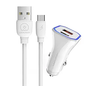Автомобільний ЗП WUW T54 Micro 12W 1USB+1Type-C 2.4A (Білий)