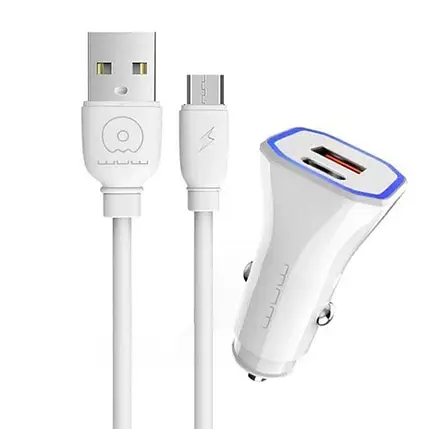 Автомобільний ЗП WUW T54 Micro 12W 1USB+1Type-C 2.4A (Білий), фото 1