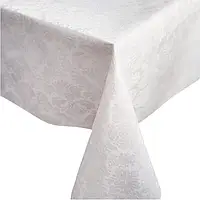 Однотонная тефлоновая жаккардовая скатерть на прямоугольный стол водоотталкивающая белая