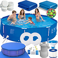 Літній каркасний басейн Avenli 305х76см 18в1 з аксесуарами: термометр та м'ячик (68218)
