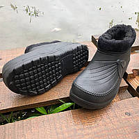 Жіночі дутики львівської фабрики 38р 23см, Калоші на хутрі, Калоші утеплені чорного кольору MN-84