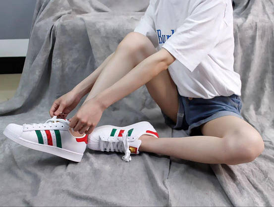 ADIDAS SuperStar Gucci кроссовки белые суперстар адидас женские унисекс с цветными вставками, фото 4