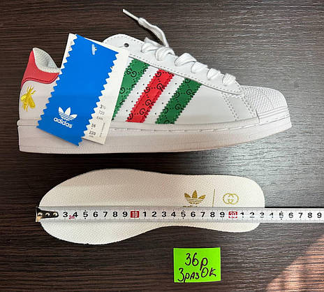 ADIDAS SuperStar Gucci кроссовки белые суперстар адидас женские унисекс с цветными вставками, фото 6