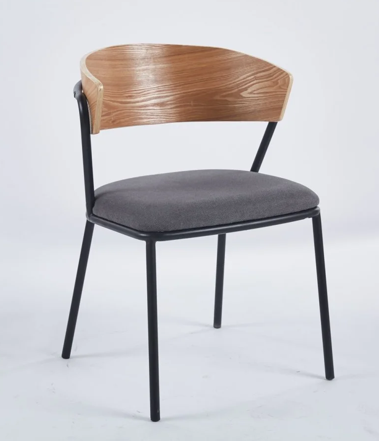 Стілець Sita чорний каркас/ясен/сірий тканина TM Intarsio