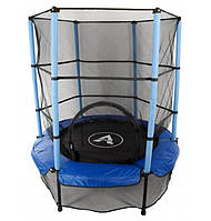 Батут Atleto 140 см із сіткою синій
