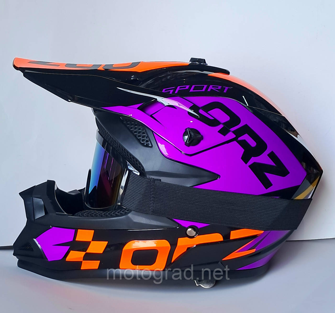 Кросовий мото шолом EDX Orang green + окуляри в подарунок, фото 1