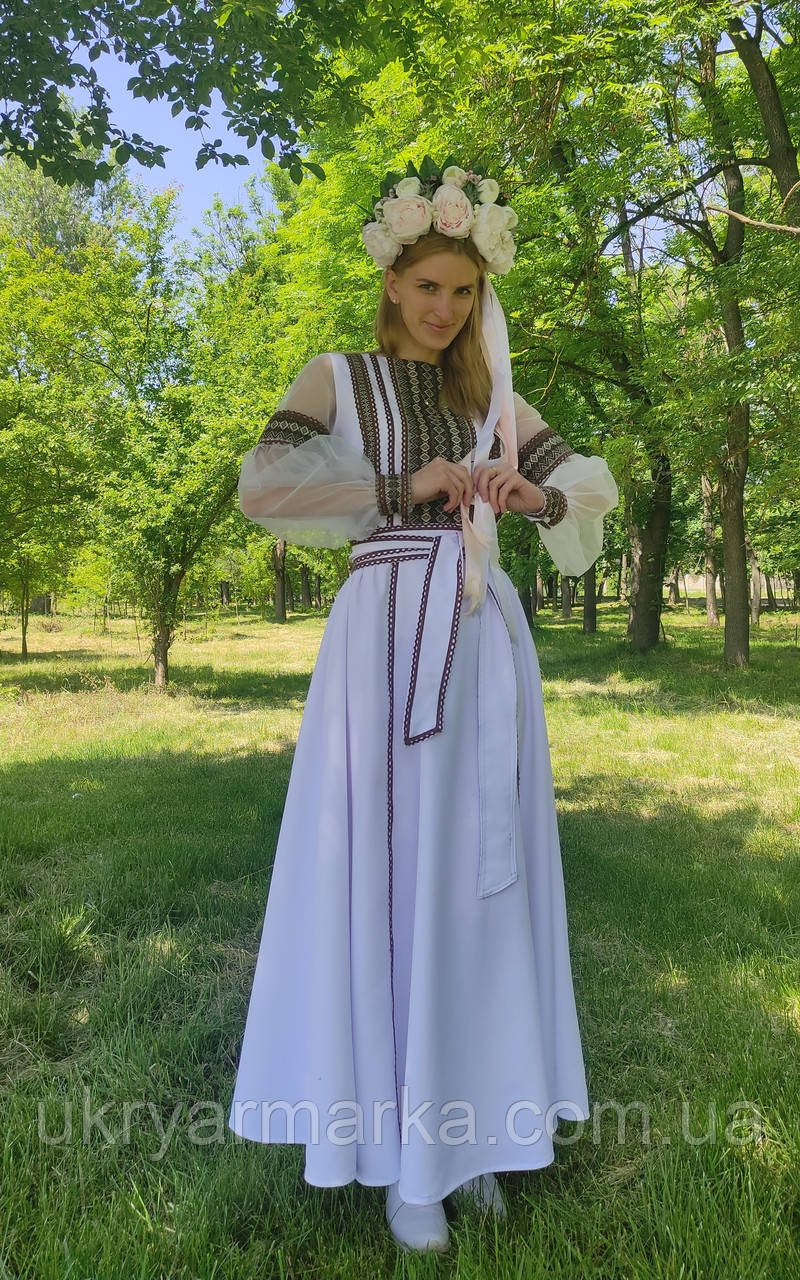 Сукня  з прозорими рукавами "Молочний шоколад"