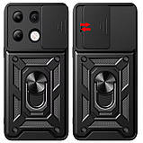 Протиударний чохол Xiaomi Redmi Note 13 Pro 4G чорний, Чохол на ксіомі редмі нот 13 про 4 г із кільцем + шторка, фото 5