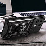 Протиударний чохол Xiaomi Redmi Note 13 Pro 4G чорний, Чохол на ксіомі редмі нот 13 про 4 г із кільцем + шторка, фото 6