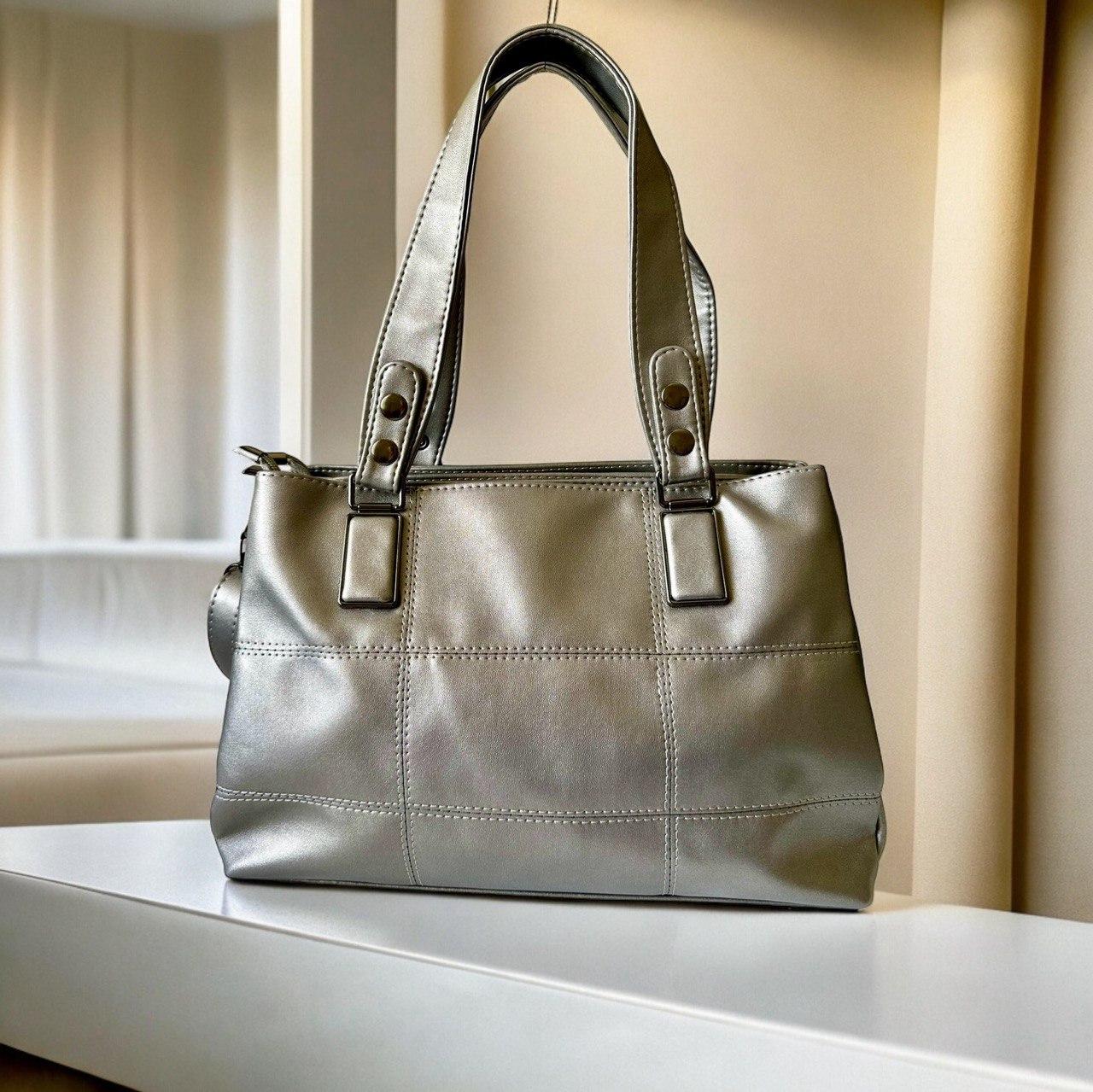 Сумка тоут жіноча Betty Pretty з шкіри срібна 955R959SILVER