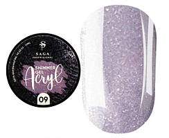 Гель для нарощування SAGA Acryl Gel №09 пастельно-фіолетовий з шиммером, 13 мл