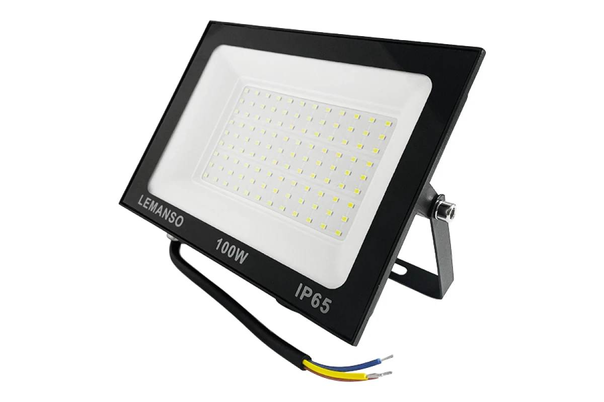Прожектор світлодіодний 100W, холодний білий IP65 6500K чорний, 6000Lm. Lemanso Нептун