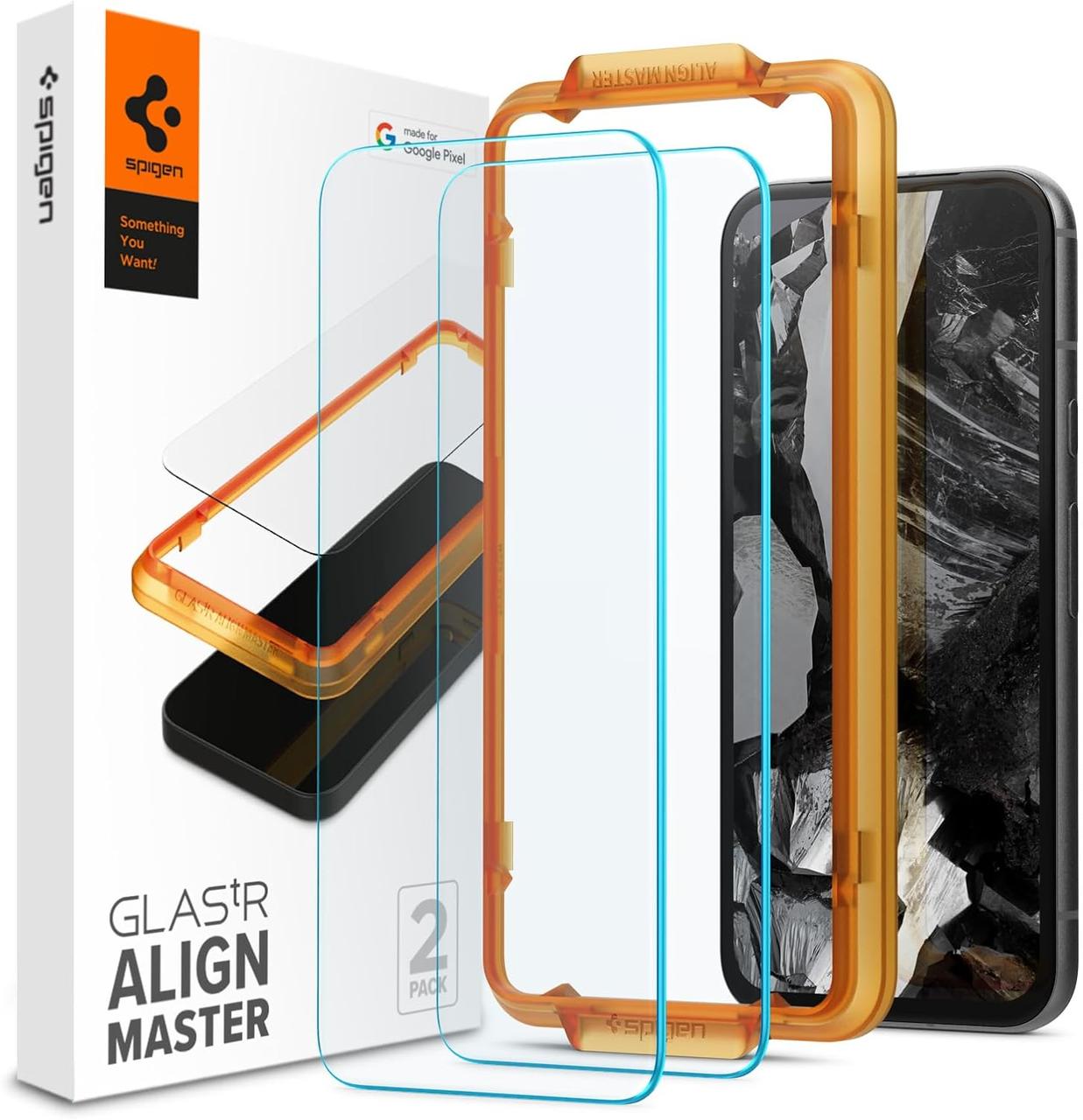 Захисне скло Spigen для Google Pixel 8a — Alignmaster (2шт), Clear (AGL07464)