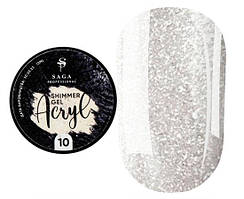 Гель для нарощування SAGA Acryl Gel №10 золотистий із шиммером, 13 мл