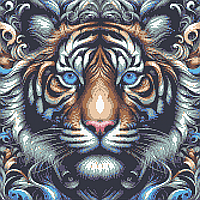 Схема для вишивки бісером ,, Магічний Погляд. Тигр.(Синій)  Сб-3-79