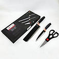 Красиві кухонні ножі, Якісний набір ножів з підставкою, Бюджетні кухонні ножі Ексклюзивні MB-71, фото 3