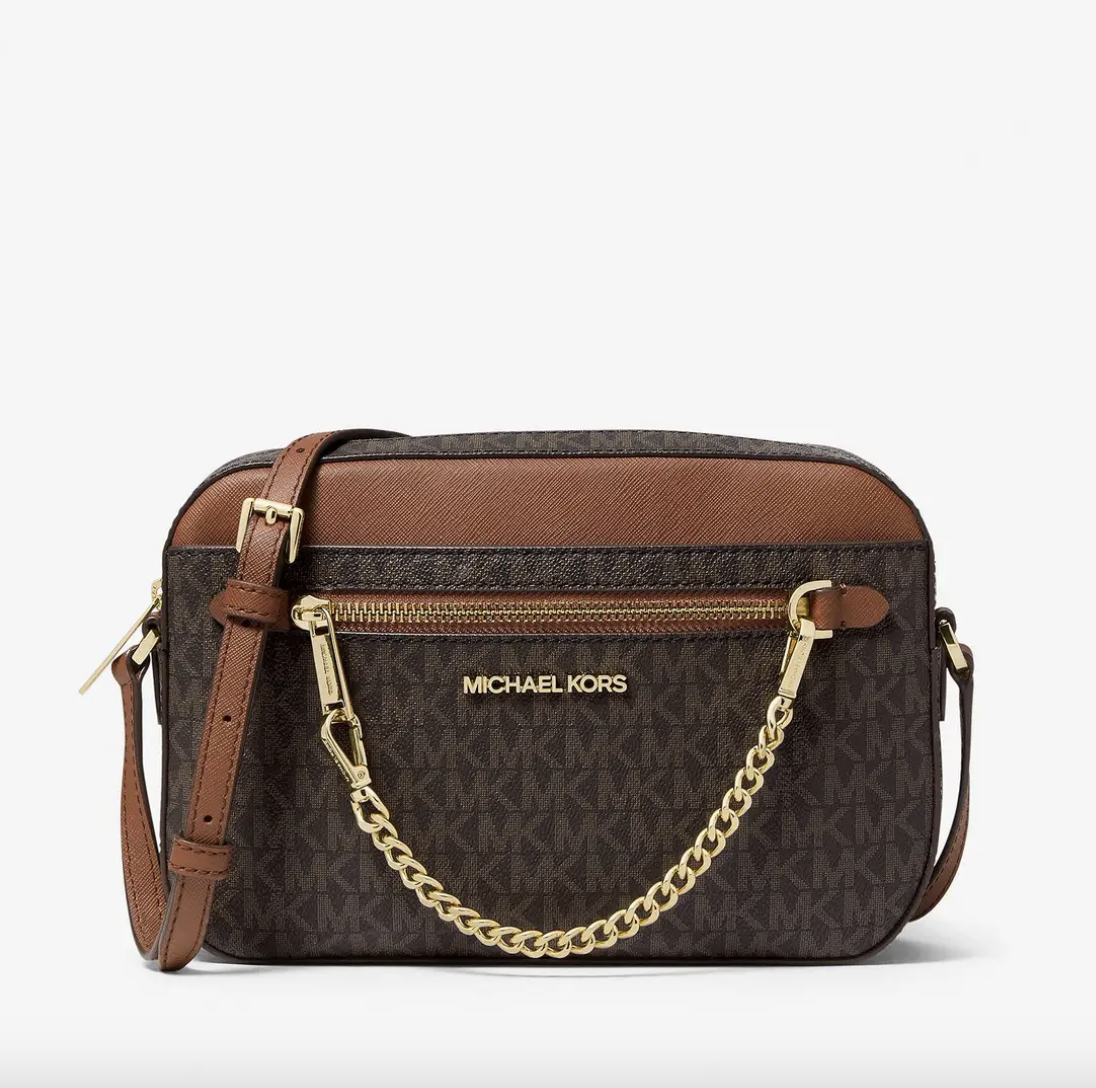 Жіноча сумка шкіряна Michael Kors JET SET через плече коричневый. (0922)