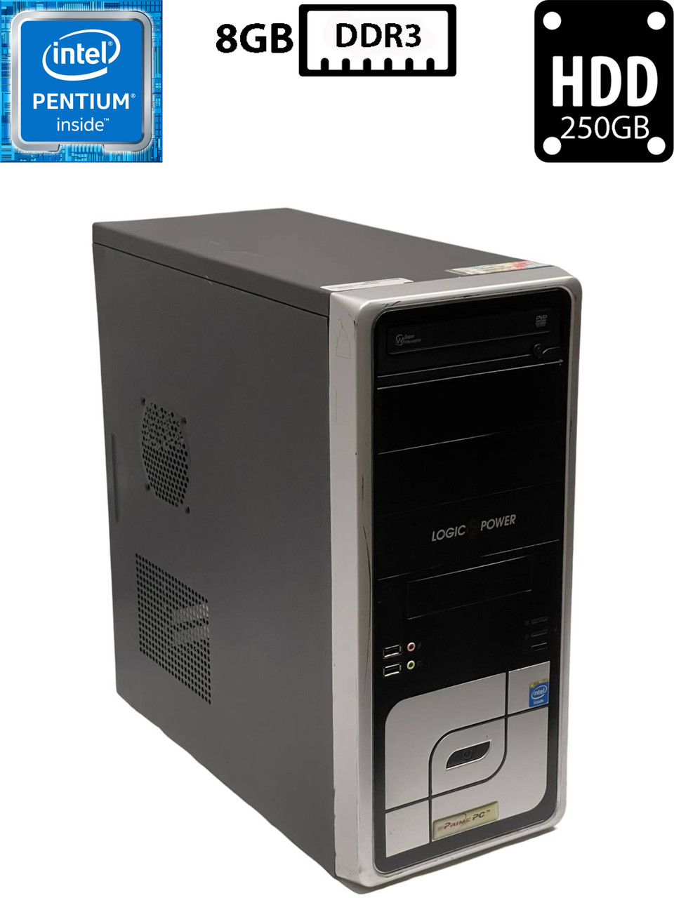 Комп'ютер LogicPower Tower/Intel Pentium G850 2.90GHz/8GB DDR3/HDD 250GB/Intel HD Graphics/VGA/DVD RW/280W Б/В