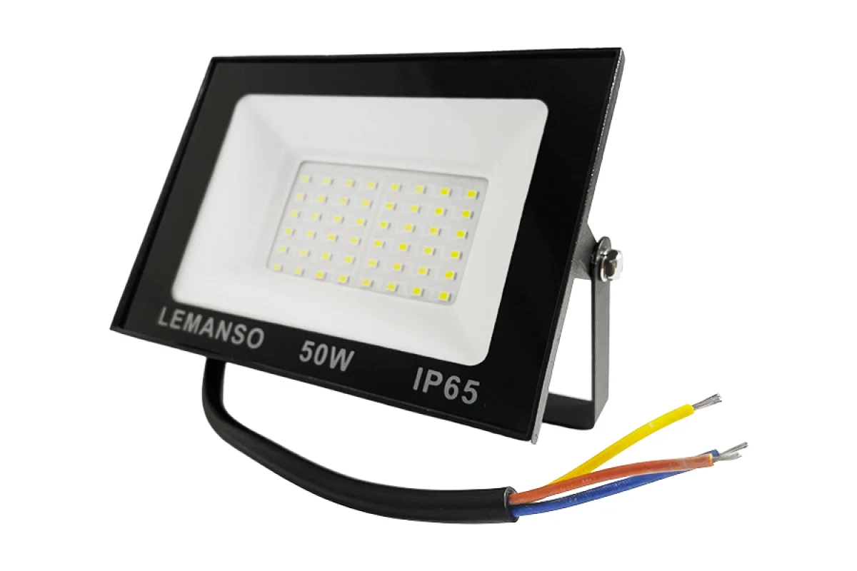 Прожектор світлодіодний 50W, холодний білий IP65 6500K чорний, 3000Lm. Lemanso Нептун