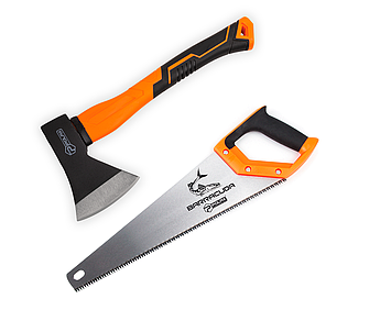 Набір Polax топору 600 г і ножівка BARRACUDA 400 мм (335-18)