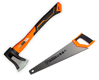 Набір Polax топор-колун 1 кг і ножівка по дереву 450 мм (335-20)
