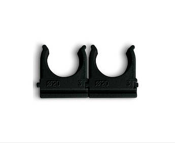 Кліпса для гофрі Polax 20 мм чорна 100 шт. (37-068)