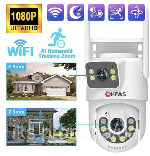 Качественная уличная поворотная wi-fi ip pкамера видеонаблюдения 8mp с ...