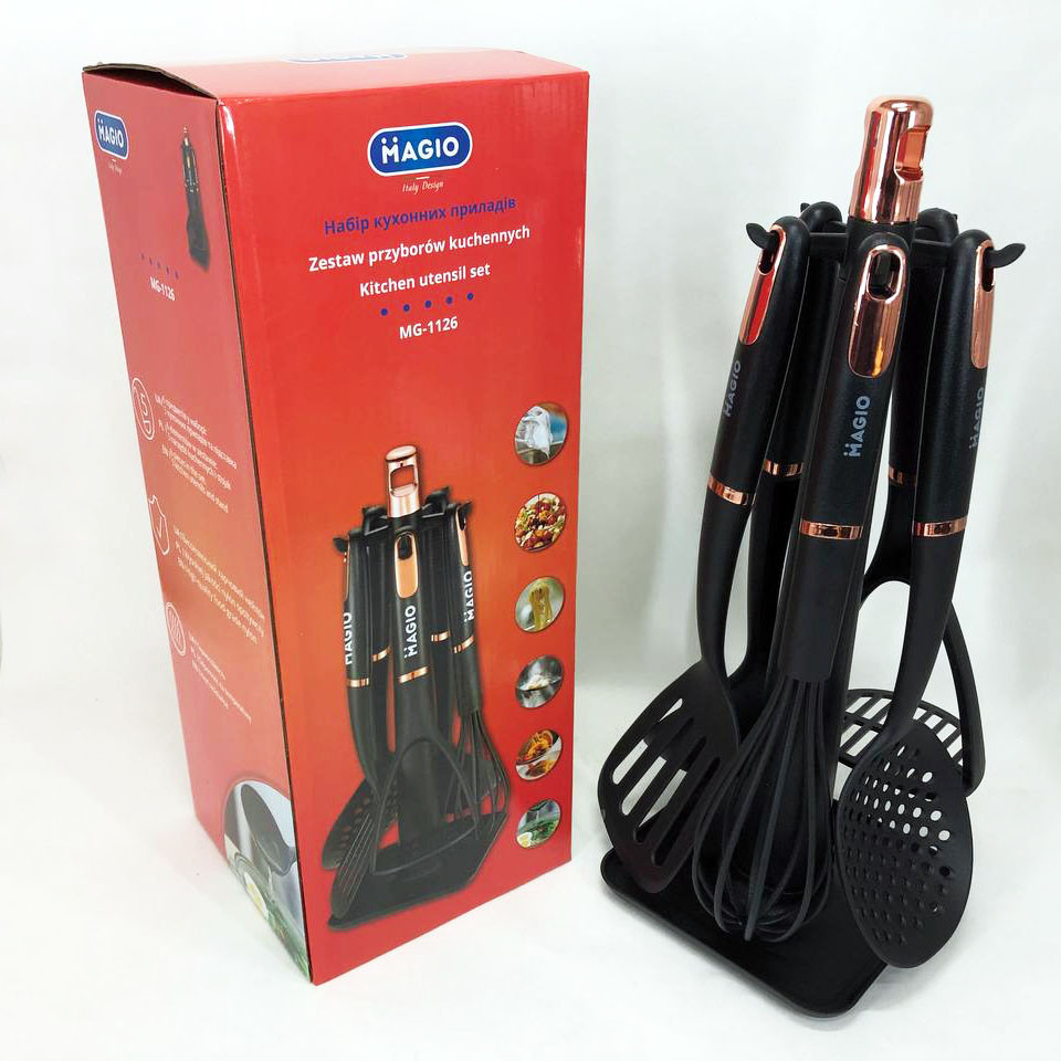 Комплект кухонного начиння Magio MG-1126, Силіконові кухонні приналежності набір, Набір кухарського RF-18, фото 1