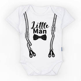 Боді для хлопчика зі принтом Little Man зріст 62 (1 - 3 місяці) Malena Білий