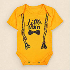 Боді для хлопчика зі принтом Little Man зріст 62 (1 - 3 місяці) Malena Жовтогарячий