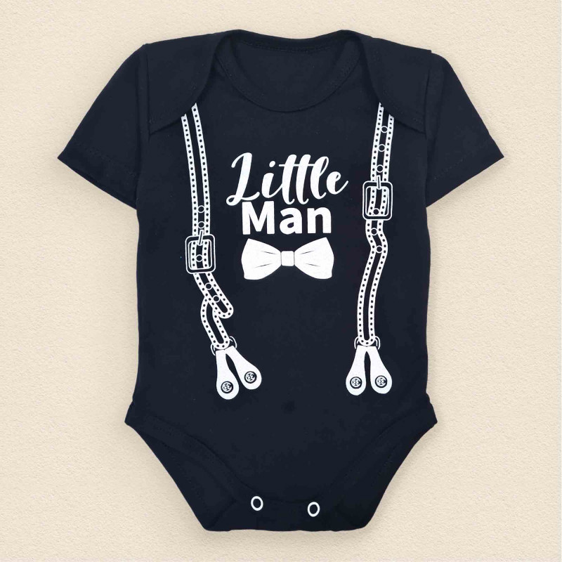 Боді для хлопчика зі принтом Little Man зріст 62 (1 - 3 місяці) Malena Чорний