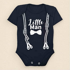 Боді для хлопчика зі принтом Little Man зріст 62 (1 - 3 місяці) Malena Чорний