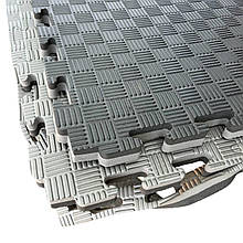 Мат татамі EVA 100×100×2,5 см, чорний/сірий, для дитячої ігрової зони, спортзалу, садочка, школи